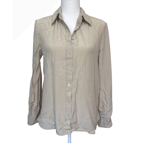 Banana Republic Womens S Silk Beige Button-Up Shirt Blouse Office - Picture 1 of 14
